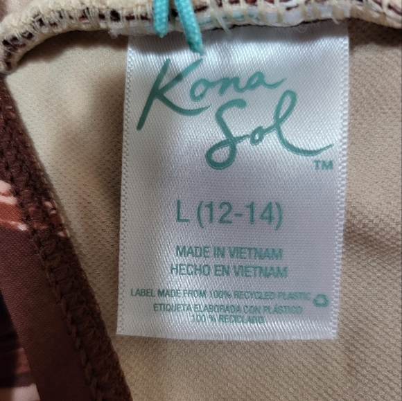 Kona Sol Women's Wrap Waist Medium Coverage One Piece Swimsuit - Brown - Picture 10 of 15